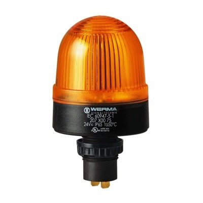 Werma EM 207 Series Yellow Beacon 48V AC/DC Steady LED Bulb, Polyamide Fibreglass Reinforced Housing, IP65 