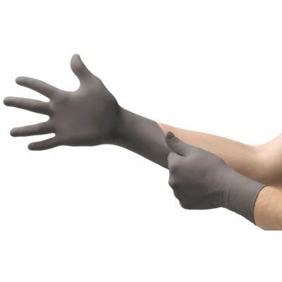 INTCO Grey Nitrile Disposable Gloves, Chemical Resistant, Size S, 0.12mm Thickness, 100 Gloves per Pack 93250070