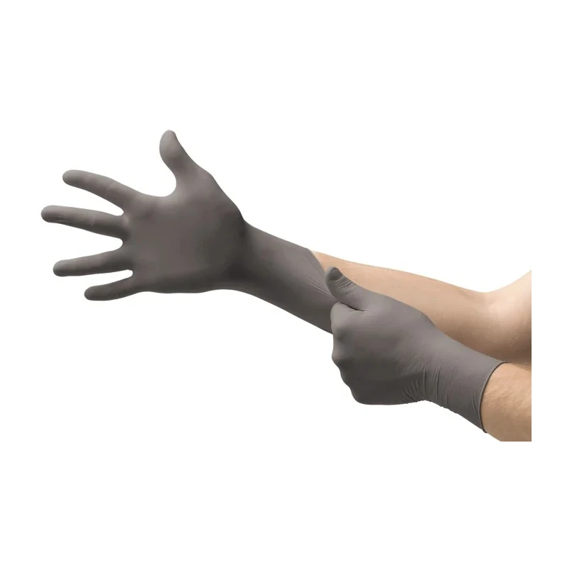 INTCO Grey Nitrile Disposable Gloves, Chemical Resistant, Size S, 0.12mm Thickness, 100 Gloves per Pack 93250070