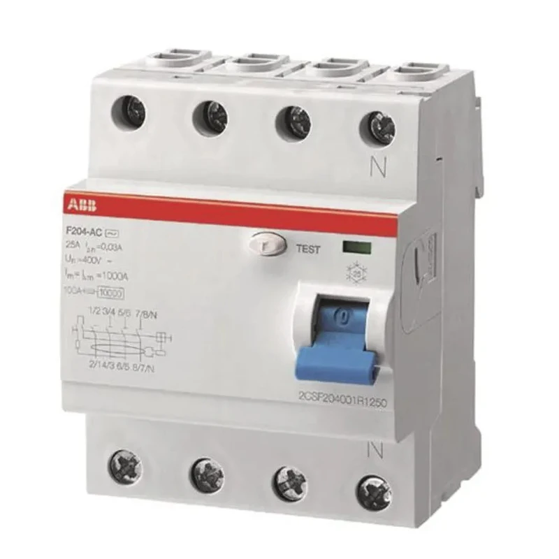 ABB F200 Series Residual Current Circuit Breaker 100A 4-Pole 300mA Type A 1kA Breaking 2CSF204201R3900 F204 A S-100/0,3