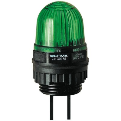 Werma Green LED Beacon Panel Mount EM 231 Series 230V DC Steady Light Effect IP65 231.200.55
