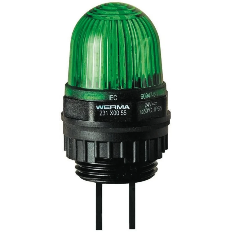 Werma Green LED Beacon Panel Mount EM 231 Series 230V DC Steady Light Effect IP65 231.200.55