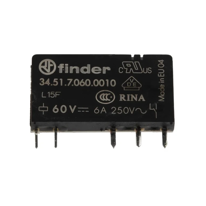 Finder PCB Relay SPDT Contact Configuration 60V DC Coil Voltage 6A Switching Current Power Relay 34.51.7.060.0010