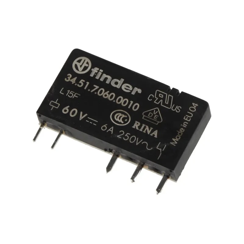 Finder PCB Relay SPDT Contact Configuration 60V DC Coil Voltage 6A Switching Current Power Relay 34.51.7.060.0010
