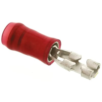 TE Connectivity PIDG FASTON .110 Red Insulated Female Spade Connector Crimp 2.79 x 0.51 mm Tab Size 22 AWG to 18 AWG 640923-1