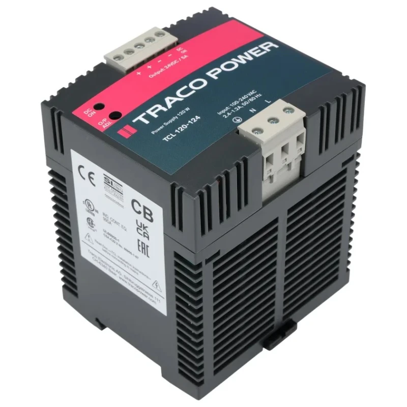 TRACOPOWER TCL Switch Mode DIN Rail Power Supply 264V AC/DC Input 28V DC 5A Output 120W TCL 120-124