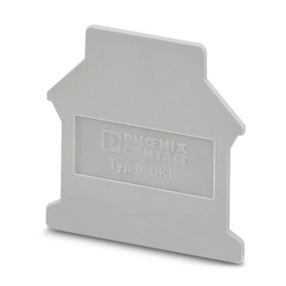 Phoenix Contact D-UK 16 Series End Cover for DIN Rail Terminal Blocks, Polyamide, Grey, ATEX Certified 3006027