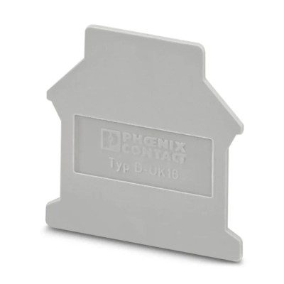 Phoenix Contact D-UK 16 Series End Cover for DIN Rail Terminal Blocks, Polyamide, Grey, ATEX Certified 3006027