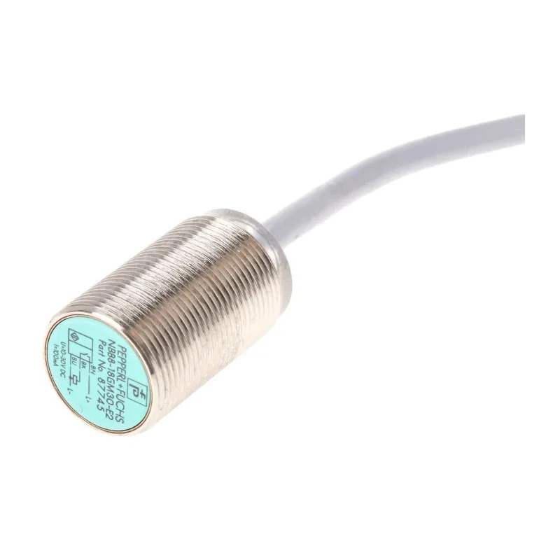 Pepperl + Fuchs Threaded Barrel Inductive Proximity Sensor M18 PNP 36 V DC 200 mA 100 mm NBB8-18GM30-E2