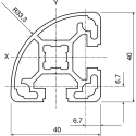 Bosch Rexroth Silver Aluminium Strut Profile 40 x 40 mm 10 mm Groove, 2 m Length, Series MGE 13.2 3842993184/2000