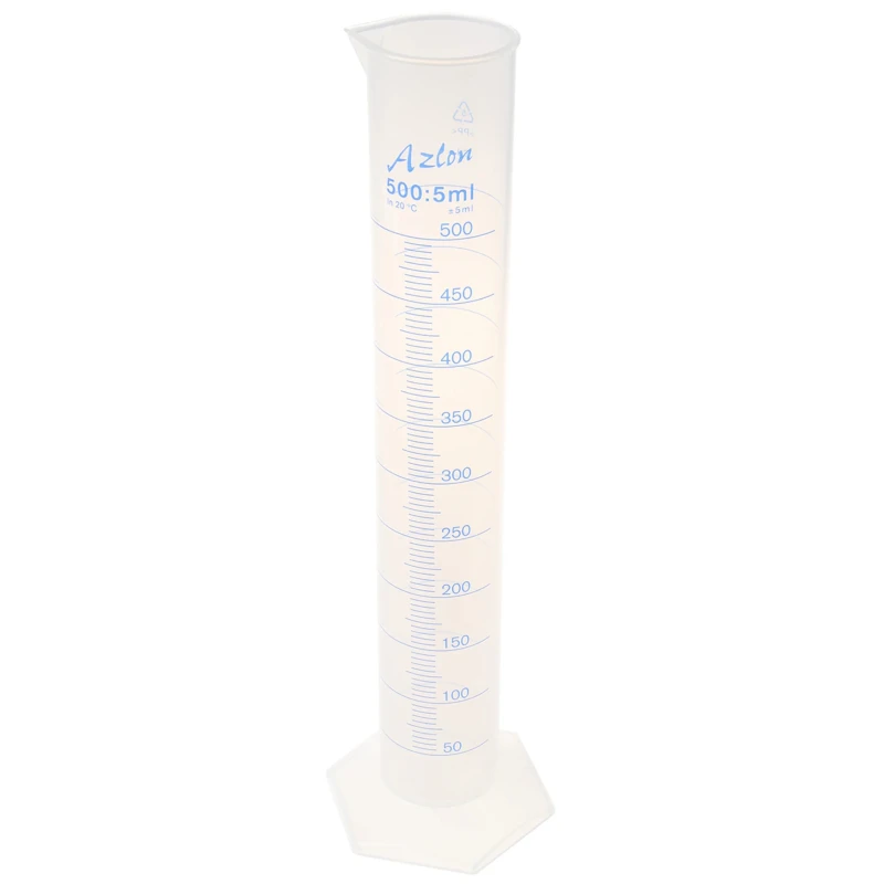 RS PRO Polypropylene Graduated Cylinder 500ml Durable Chemical-Resistant Measuring Cylinder 461-0881