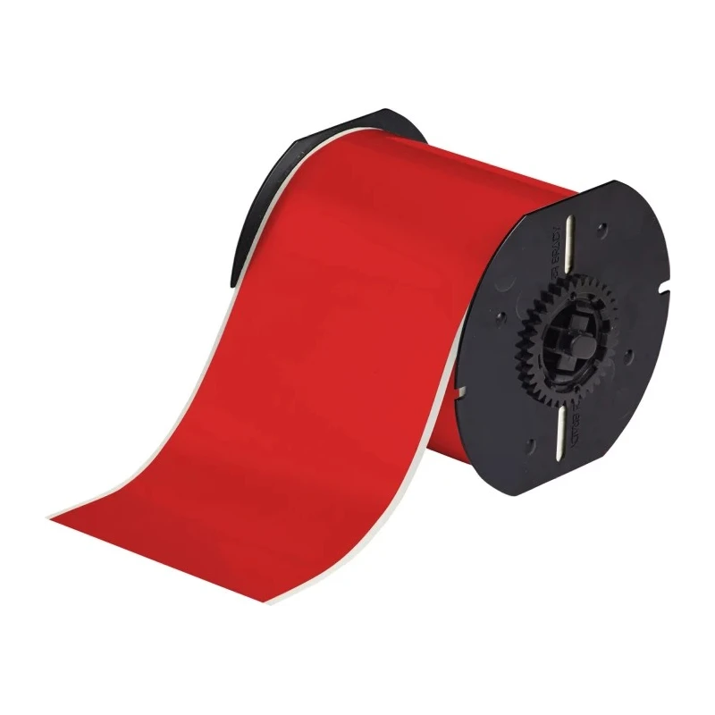 Brady Red Print Label Roll Vinyl 101.6 mm Width, 30.5 m Length B30C-4000-595-RD