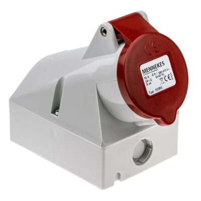 MENNEKES Wall Mount Industrial Power Connector Rated at 16A 400V IP44 Red 4 Pole 