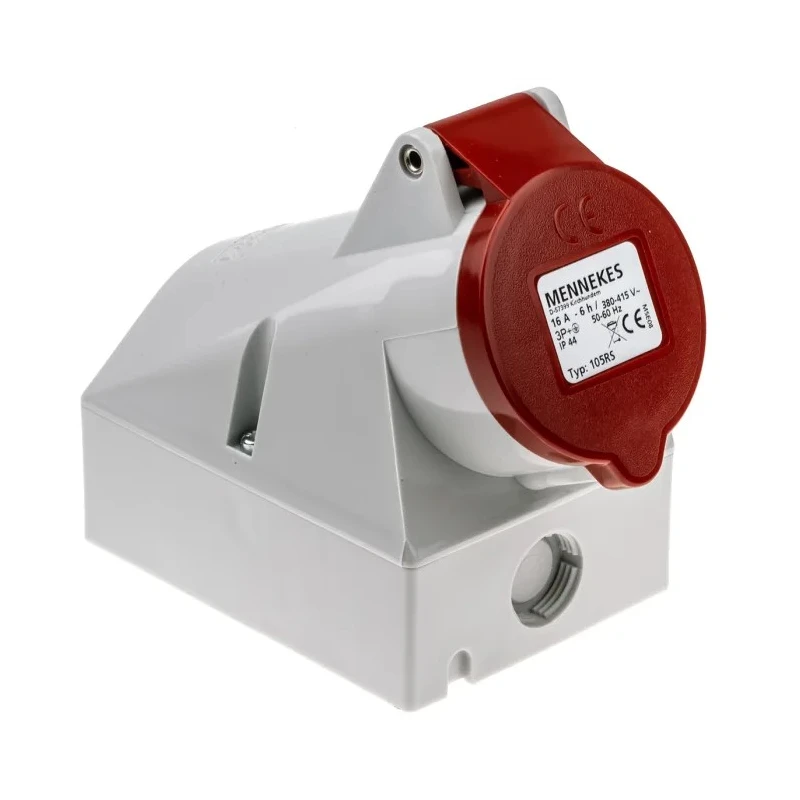 MENNEKES Wall Mount Industrial Power Connector Rated at 16A 400V IP44 Red 4 Pole 