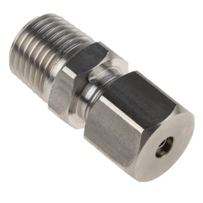 RS PRO Stainless Steel Compression Fitting for Thermocouple or PRT Probe 1/4 BSPT 4mm Probe Diameter 178-0965