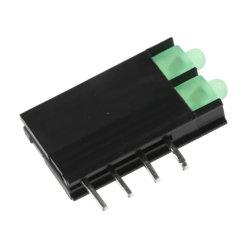 Kingbright Green Right Angle PCB LED Indicator 3 mm T-1, 2 LEDs, 2.5 V L-4060VH/2GD
