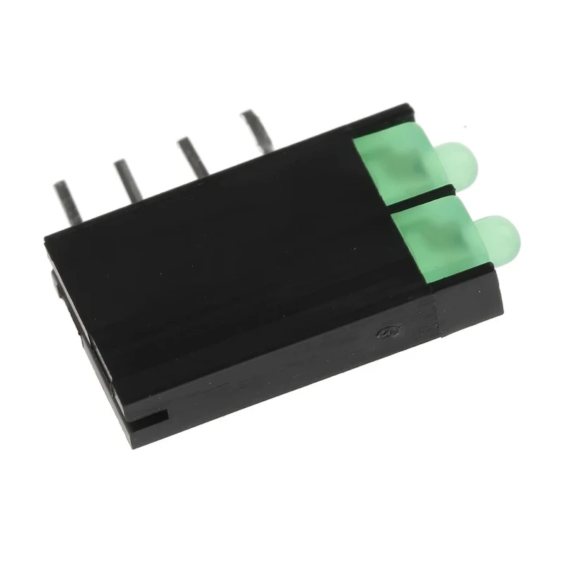 Kingbright Green Right Angle PCB LED Indicator 3 mm T-1, 2 LEDs, 2.5 V L-4060VH/2GD
