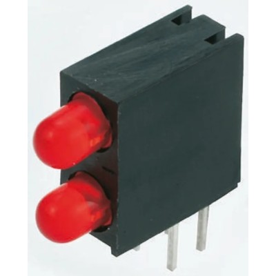 Kingbright Red Right Angle PCB LED Indicator 3 mm (T-1), 2 LEDs 2.5 V L-93A8EB/2ID