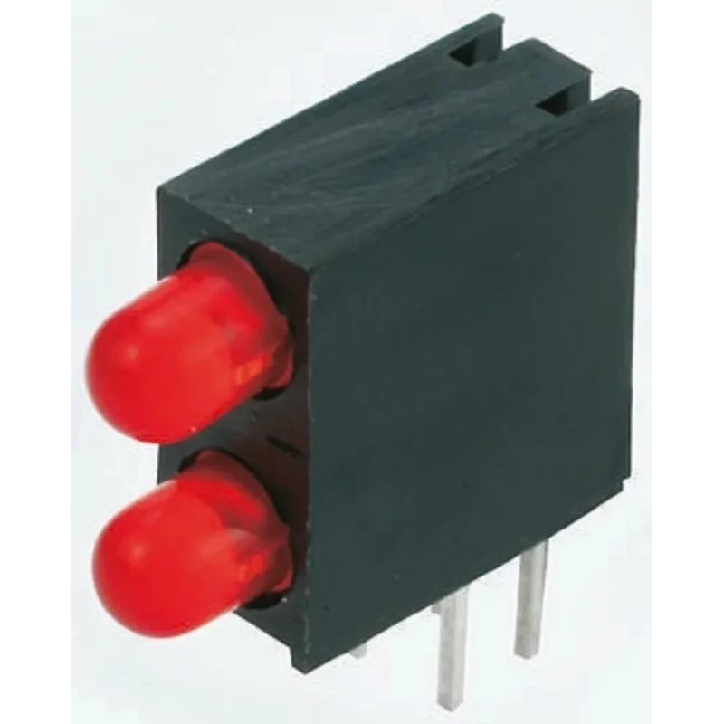Kingbright Red Right Angle PCB LED Indicator 3 mm (T-1), 2 LEDs 2.5 V L-93A8EB/2ID
