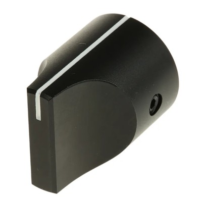 RS PRO Black Aluminium Potentiometer Knob 19 mm Diameter 25.4 mm Height Screw Fix 6.4 mm Shaft 467-2441