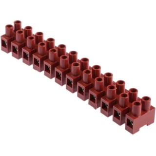 RS PRO Non-Fused Terminal Block 12-Way 10mm² Wire 57A Screw 400V Fibreglass Reinforced Nylon Body 464-9750