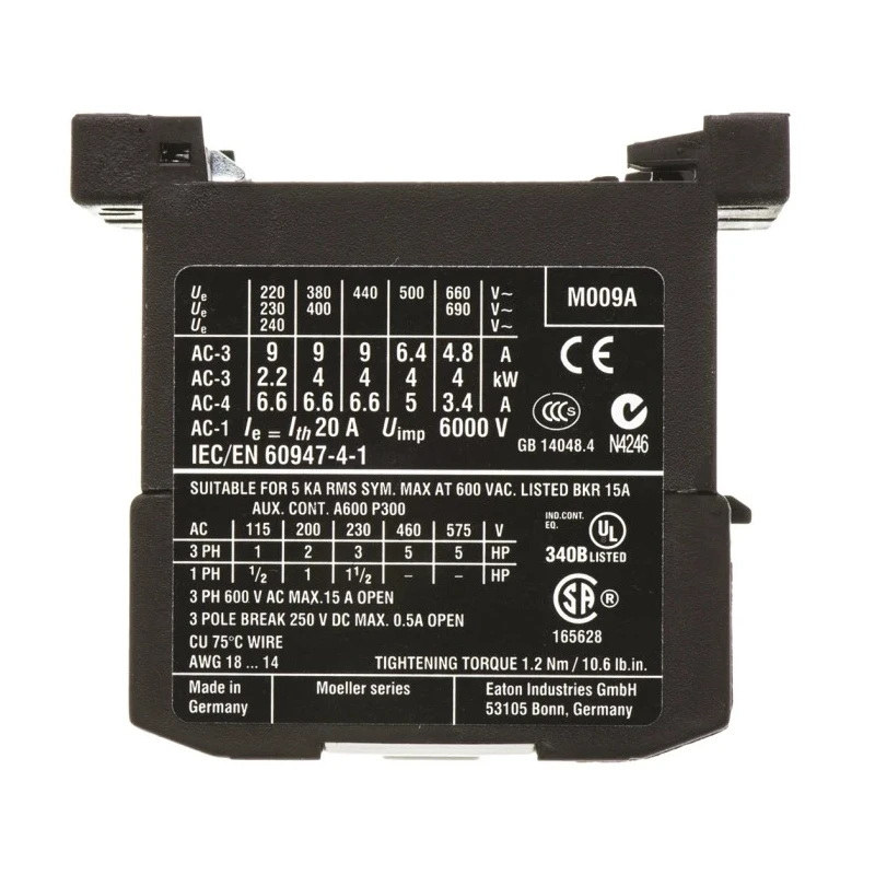 Eaton DILEM Contactor 24V DC Coil, 3-Pole, 9 A Contact Current, 4 kW Power Rating 010343 DILEM-01-G(24VDC)