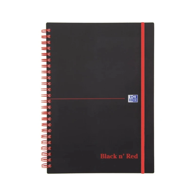 Black n Red A5 Wirebound Hard Cover Notepad 140 Ruled Sheets 100080140