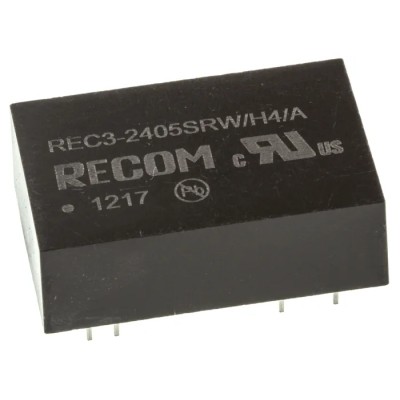 Recom DC/DC Converter Through Hole, 5V DC Output, 600 mA, 18-36V DC Input, 3W Power, DIP Package, 24 Pins, 85°C Max REC3