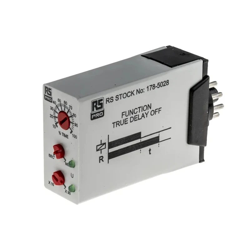 RS PRO UNI Series Timer Relay, 11-Contact, 12 to 240 V DC, 12 V AC, 240 V AC, 0.1 s to 30 min, 1 Function, DPDT 178-5028