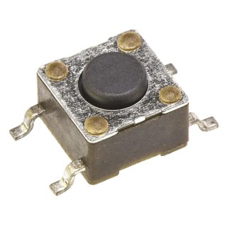 TE Connectivity IP67 Black Tactile Switch Button 0.7 mm SPST 50mA 12V AC 115V DC Surface Mount 2-1437565-7