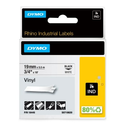 Dymo Black on White Label Printer Tape 19 mm Width, 5.5 m Length 18445