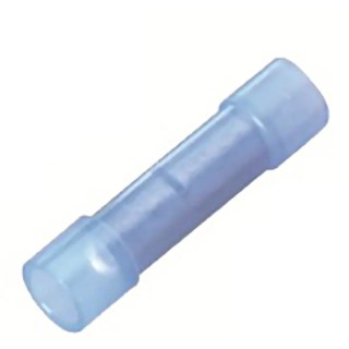 RS PRO Blue Insulated Butt Splice Connector, Nylon Insulation, Copper Contact, Tin Plated, 14 AWG, 25.2mm Length BNYF2