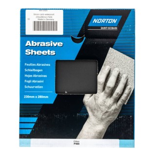 Norton Abrasive Sheet Silicon Carbide 280mm x 230mm P400 Grit Very Fine Grade 63642532997
