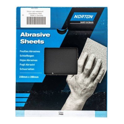 Norton Abrasive Sheet Silicon Carbide 280mm x 230mm P400 Grit Very Fine Grade 63642532997