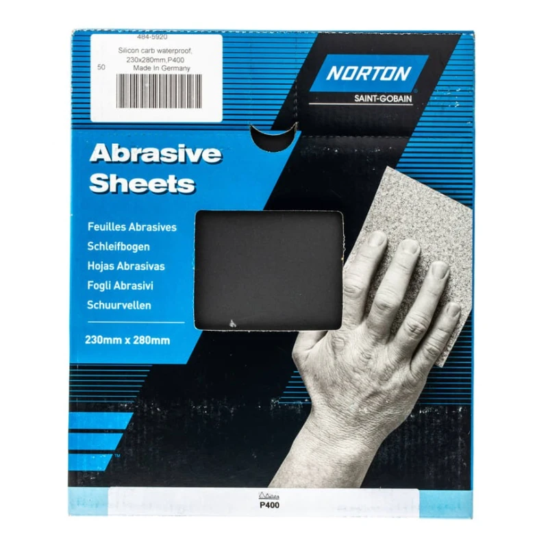 Norton Abrasive Sheet Silicon Carbide 280mm x 230mm P400 Grit Very Fine Grade 63642532997