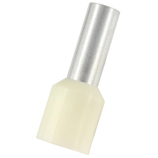 RS PRO Insulated Crimp Bootlace Ferrule, 4.9 mm Pin Diameter, 12 mm Pin Length, Nylon Insulation, Ivory, 8 AWG Wire 178-7327