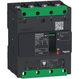 Schneider Electric ComPact Compact NSXm Molded Case Circuit Breaker 4-Pole 125A 50kA Breaking Capacity Clip-on LV426478
