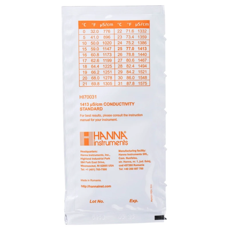 Hanna Instruments Conductivity Buffer Solution 20 ml 1413 μS/cm HI70031P