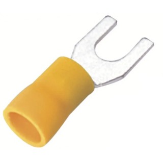 RS PRO SV Insulated Crimp Spade Connector Vinyl Yellow 12 AWG to 10 AWG 5.3 mm Stud Size 178-8725