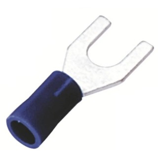 RS PRO Insulated Crimp Spade Connector 16 AWG to 14 AWG, 3.7 mm Stud Size Vinyl Insulation Blue 178-8718