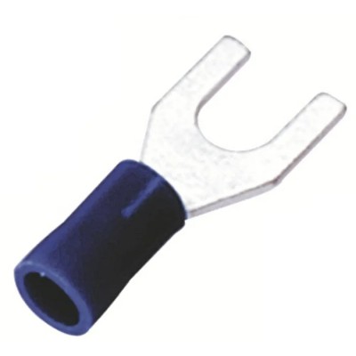 RS PRO Insulated Crimp Spade Connector 16 AWG to 14 AWG, 3.7 mm Stud Size Vinyl Insulation Blue 178-8718