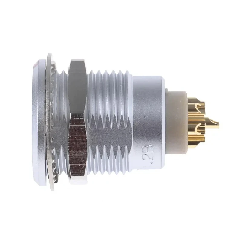 LEMO Circular Connector 7 Contacts Panel Mount 18 mm Socket Female IP50 Brass Housing 2B Series EGG.2B.307.CLL