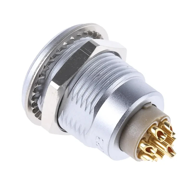LEMO Circular Connector 7 Contacts Panel Mount 18 mm Socket Female IP50 Brass Housing 2B Series EGG.2B.307.CLL