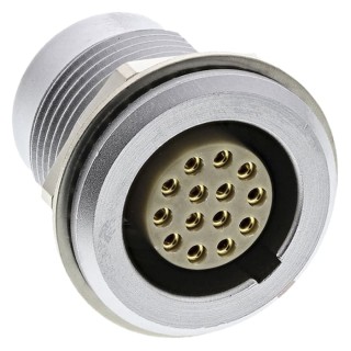 LEMO Circular Connector 14 Contacts Panel Mount 18 mm Socket Female IP50 2B Series EGG.2B.314.CLL