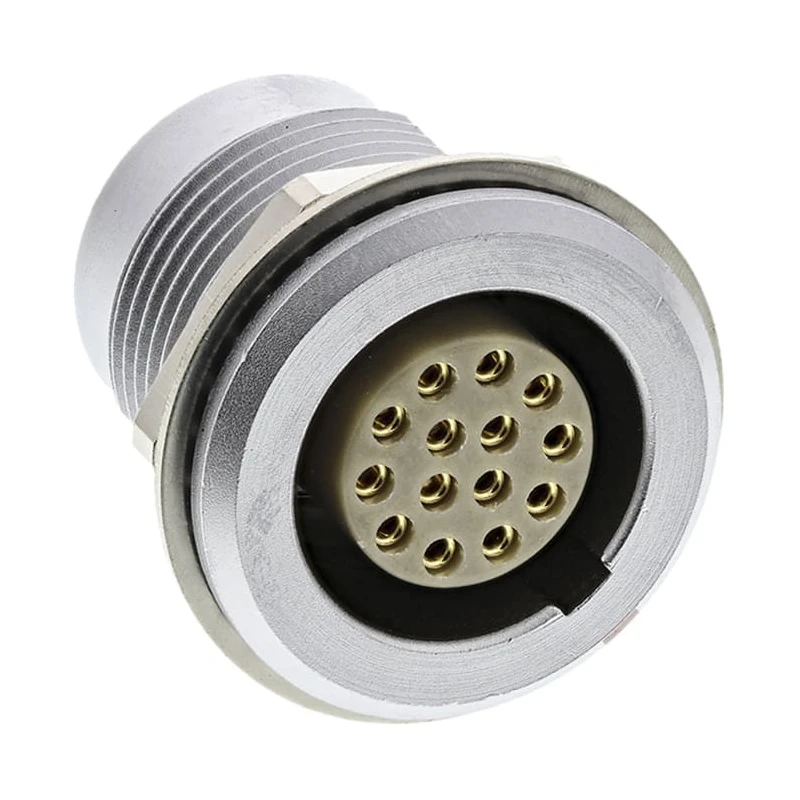 LEMO Circular Connector 14 Contacts Panel Mount 18 mm Socket Female IP50 2B Series EGG.2B.314.CLL