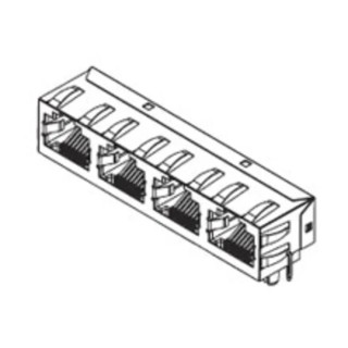 Molex 44248 Series RJ45 Connector Female Through Hole Cat3 Shielded Right Angle 4 Port 8 Way RJ45