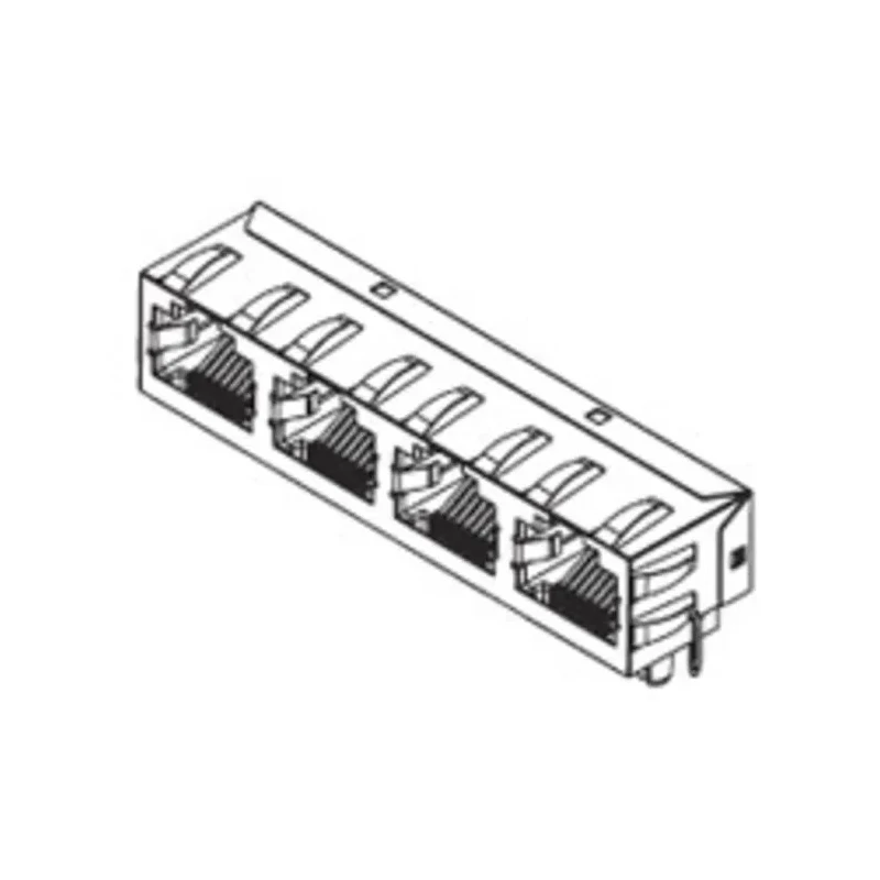 Molex 44248 Series RJ45 Connector Female Through Hole Cat3 Shielded Right Angle 4 Port 8 Way RJ45