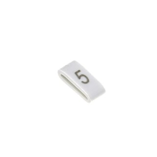 HellermannTyton Slide-On Cable Marker, Black Legend "5", White PVC Material, Fits 1.8 mm to 6.3 mm Cable Diameter HODS85