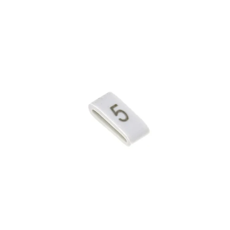 HellermannTyton Slide-On Cable Marker, Black Legend "5", White PVC Material, Fits 1.8 mm to 6.3 mm Cable Diameter HODS85