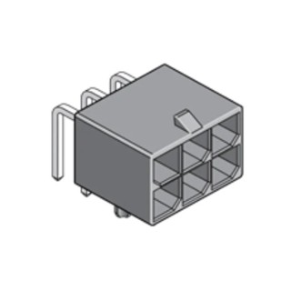Molex Mega-Fit Series Right Angle Through Hole PCB Header, 6 Contacts, 5.7 mm Pitch, 2 Row, Shrouded 76825-0006